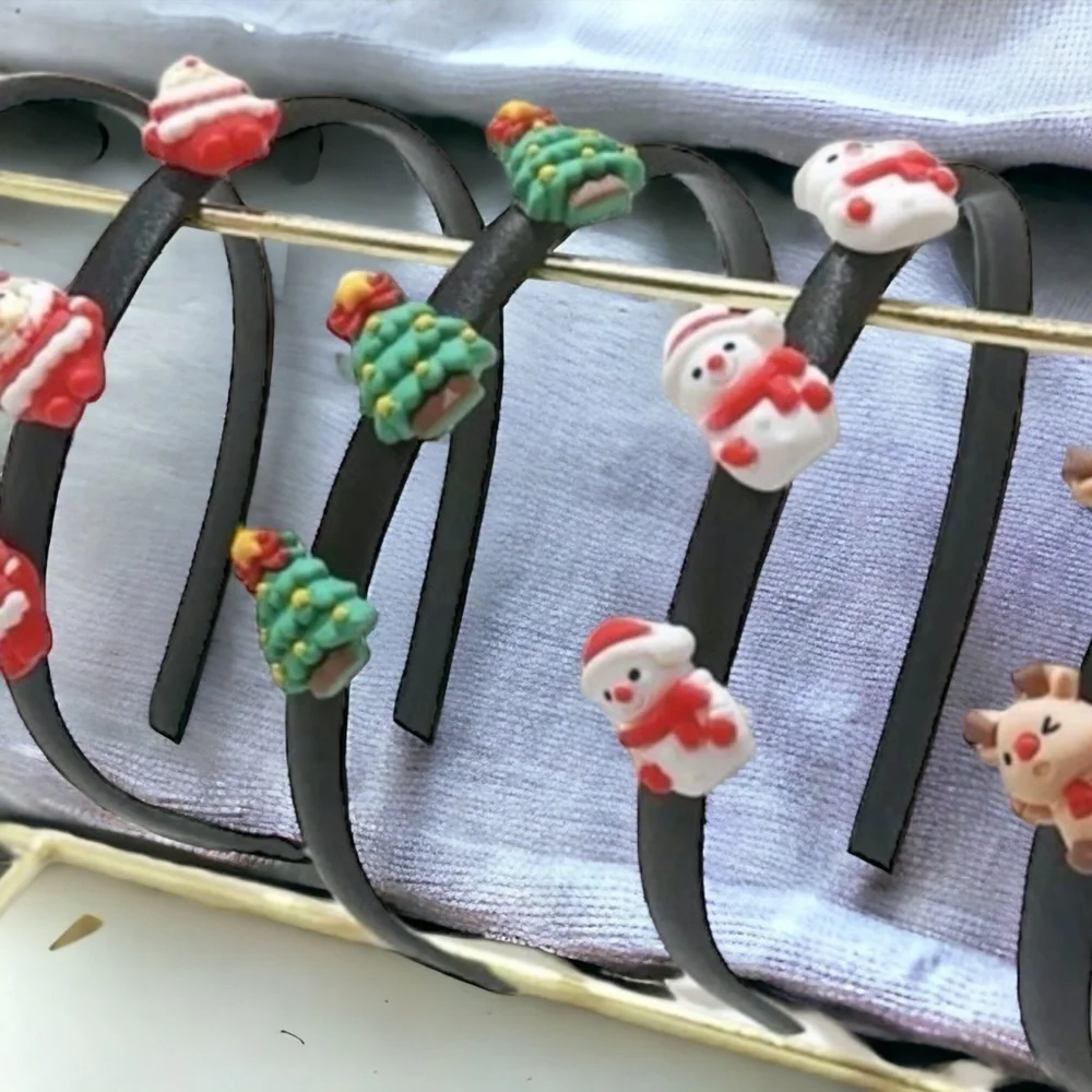 Children’s Christmas Headbands Set of Five, Santa Headband, Reindeer, Snowman